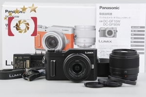 【中古】Panasonic パナソニック LUMIX DC-GF10W ダブルレンズキット ブラック シャッター回数僅少 元箱付き