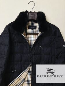 s30 ダウンの最高峰【毛皮ラビットファー!!】定価12万●BURBERRY BLACK LABEL●ホワイトグースダウンジャケットコート バーバリーコート　