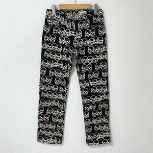 90s HYSTERIC GLAMOUR スカル 総柄 コットン パンツ ブラック 黒 Mサイズ Hysterics ヒステリックグラマー 髑髏 VINTAGE archive 4010081