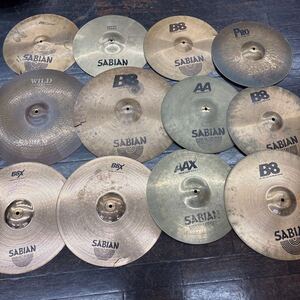 ① シンバル スプラッシュシンバル ドラム SABIAN セイビアン 打楽器 練習用 改造用 まとめ 大量12枚 B8 AAX B8X AA PROB8CWILD 900 割れ