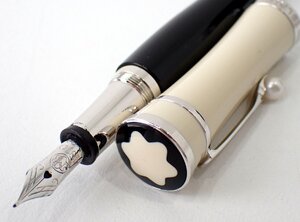 100周年記念 限定品 美品 モンブラン MONT BLANC パール付き K18 750 ペン先18金 グレタガルボ マイスターシュティック 万年筆 ペン 140