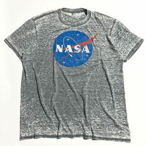 FIFTHSUN ☆ NASA プリント 透かし加工 半袖 Tシャツ グレー XL 春夏 ストリート アメカジ ゆるだぼ 古着 フィフスサン■SAP19