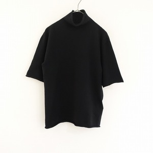 ジルサンダー JIL SANDER *カシミヤニットハイネックハーフスリーブプルオーバー*32黒ブラックニットソー(33-2501-50)【30B52】