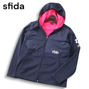 sfida スフィーダ 秋冬 裏起毛★ ストレッチ 防風 パーカー ジャケット Sz.S　メンズ ネイビー フットサル サッカー　I4T03324_A#N