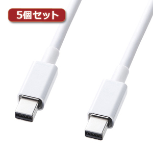 5個セット サンワサプライ ミニDisplayPortケーブル2m KC-DPMM2WX5 /l