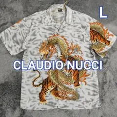 CLAUDIO NUCCI 半袖シャツ アロハシャツ 開襟 虎 龍 メンズ L