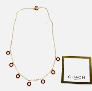 COACH [ コーチ エナメル ネックレス ] カラー レッド☆シルバー 本物保証 正規品