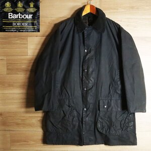 J10Y/Y7.10-5　イギリス製　Barbour　バブアー　BORDER　ボーダー　オイルドジャケット　ハンティングジャケット　襟コーデュロイ　メンズ