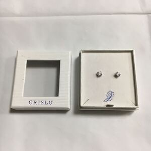 極美品 CRISLU クリスル ピアス SV925刻印 ラインストーン シルバー ケース付き 送料一律430円