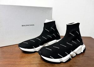 レア 未使用 箱・袋付き BALENCIAGA スピードトレーナー マルチロゴ入り ブラック サイズ42(サイズ41・41.5・42.5・43の方も着用可)