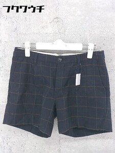 ◇ green label relaxing UNITED ARROWS チェック ショート パンツ サイズ38 ネイビー ブラウン レディース