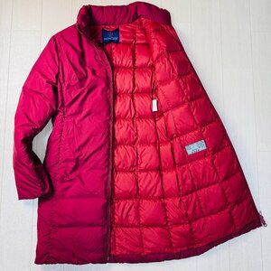 美品/表記1 M相当★モンクレール/MONCLER 肉厚ボリューム ダウンコート ロング丈 ジャケット ハイネック 軽量極暖 青タグ レディース 赤