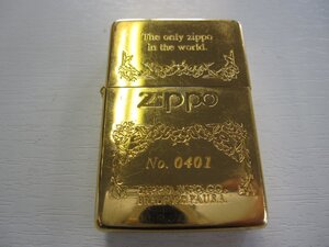 ZIPPO　ゴールド　The only Zippo in the world 1993年　シリアルNo.401　中古