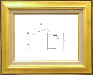 額縁　油絵/油彩額縁 木製フレーム アクリル付 7716 サイズ P30号 ゴールド 金