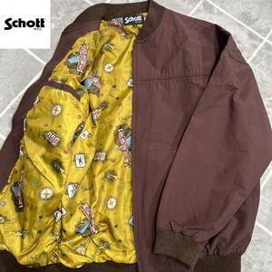 【極美品XXL】上野商会 最高傑作 幻の逸材 SCHOTT ショット フライトジャケット インナー カジノ柄【漂う高級感】ジップ刻印 バックロゴ