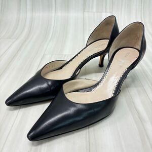 FN241108-269 GIORGIO ARMANI ジョルジオアルマーニ ヒールパンプス 37 約23.5cm相当 ポインテッドトゥ ドレスシューズ ブラック