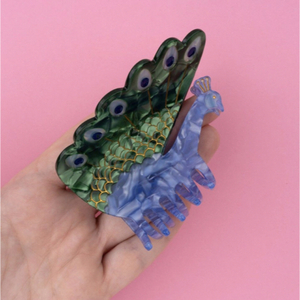 Peacock Hair Claw 孔雀　クジャク　鳥　バレッタ　ヘアクリップ