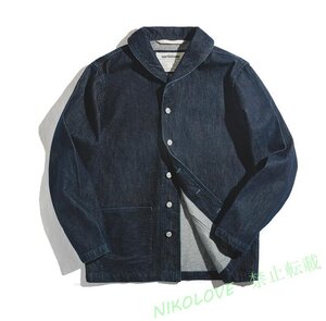 新品 人気 13.5OZ DENIM コットン DECK JACKET デニムジャケット 無地 デニムデッキジャケット ウォッシュ加工 LF734