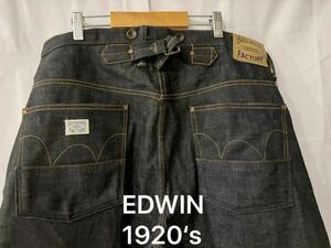 美品 EDWIN エドウィン 生デニム ジーンズ OVER WORKS FACTORY オーバーワークスファクエリー 1920‘s ヴィンテージレプリカ 直営店限定