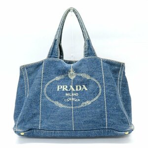 #aub プラダ PRADA カナパ トートバッグ L デニム 青系 コットン ファブリック ジャンク品 レディース [836814]