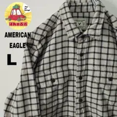 usa古着 AMERICANEAGLE ネルシャツ　L オフホワイト　ブラック