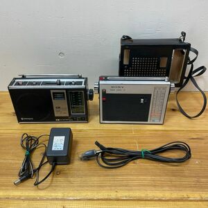 F4010【動作品】 ラジオ 2点 まとめ ■HITACHI／日立 KH-994 ■SONY／ソニー TFM-110D 電源ケーブル社外品付き 昭和レトロ