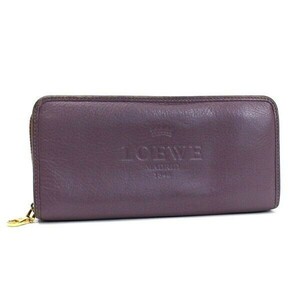 53317 ロエベ ラウンドファスナー長財布 レザー パープル 中古 Bランク LOEWE ｜ レディース 女性用 ブランド