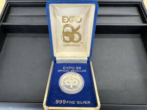 866★SILVER999 EXPO 86 1986 オフィシャル バンクーバー エキスポ エルニー メダル ケース付★