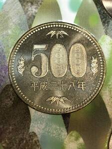 即決あり！ 平成28年 ミントセット　出し 　「500円」硬貨　完全未使用品　１枚 　送料全国110円 ペーパーコインホルダー発送