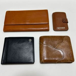 ◆renoma レノマ　4点セット　未使用品あり◆　長財布 × 折り財布 × ５連 キーケース　本革　ブラック × ブラウン 【USED】1114