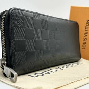 極美品 ルイヴィトン LOUIS VUITTON ヴェルティカル 長財布 ラウンドジップ ダミエアンフィニ レザー ブラック 黒 メンズ ビジネス 近年