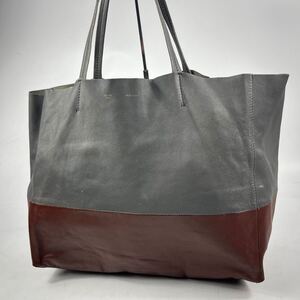 1円〜【入手困難品】 CELINE セリーヌ ホリゾンタルカバ トートバッグ 大容量 肩掛け A4 ビジネスバッグ グレー ブラウン ハンドバッグ