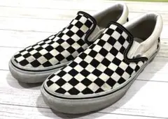 VANS チェッカー スリッポン スニーカー 白黒 27.0㎝