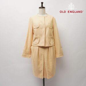 美品 OLD ENGLAND オールドイングランド セットアップ セレモニースーツ ノーカラージャケット スカート レディース 橙 サイズ36,34*JC468