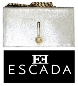 【新品・B品】ESCADA（エスカーダ）牛革　シルバーバック パーティー用　クラウチ　おしゃれ小物　ヨーロッパ雑貨　　※革の剥がれ有り