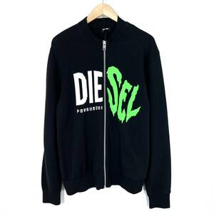 【新品】DIESEL ジップアップ スウェット切替　 XL トレーナー スプリットロゴ ネオンカラー ニット コーディガン ディーゼル