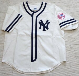セール 送料無料 Fanatics ファナティックス MLB NY ニューヨーク ヤンキース ベースボール シャツ ツイル 綿 半袖 白紺 S ML2124SS05