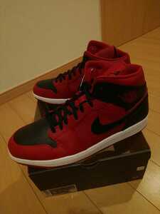 正規品 【us16】 NIKE ナイキ AIR JORDAN1 MID エアジョーダン 1 ミッドカット AJ1 クラシック 赤黒 BRED ブラックバンプ 34cm NBA 希少 