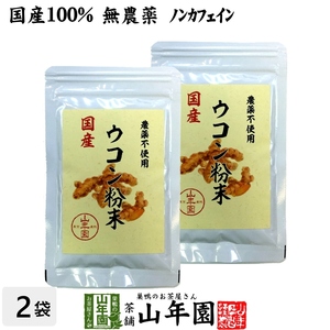 健康食品 国産100% 無農薬 ウコン 粉末 30g×2袋セット パウダー 秋ウコン 山梨県産 ノンカフェイン 送料無料