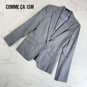 美品 COMME CA ISM コムサイズム ストライプ テーラードジャケット シングルボタン 背抜き レディース グレー サイズM*PC192