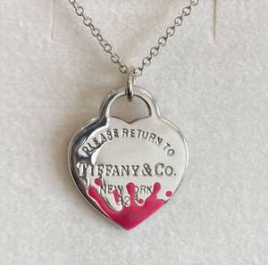 新品 未使用 正規品 ティファニー tiffany&co. ネックレス シルバー カラースプラッシュ ハートタグ ピンク 箱巾着 紙袋 プレゼント ハート