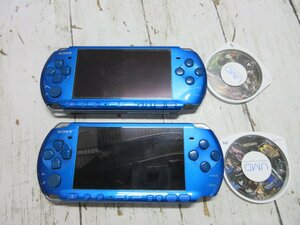 １円　d PSP プレイステーション・ポータブル ブルー PSP-3000 本体のみ 現状品 2台 【星見】