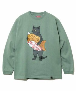 送料無料 新品 go slow caravan ゴースローキャラバン タイ焼き 猫 ネコ 長袖 Tシャツ S ロンT 312805 スウェット ヘビーコットン クマ 緑