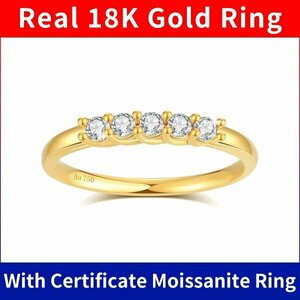 Gold 証明書付き、【18K Gold Ring】、モアッサナイト、米国サイズ7（日本の13～14号に相当）、最初の入札者様は開始価格で購入可能　aa