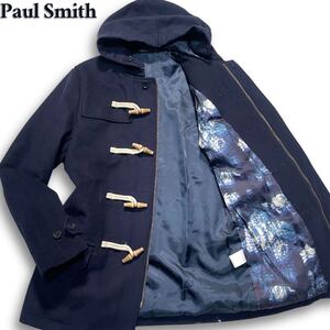 極美品/希少XL◎ ポールスミス Paul Smith《至極の逸品》ダッフルコート 花柄 フラワー ダークネイビー×ブルー 青 トグル 入手困難◎