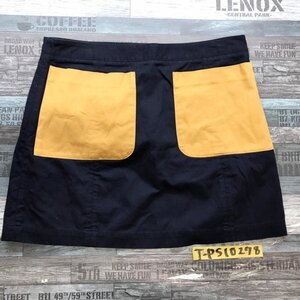 PETIT BATEAU プチバトー レディース ビッグポケット コットン ミニスカート L 紺マスタード