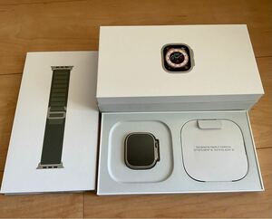 美品 2024/07購入 APPLE WATCH ULTRA GREEN ALPINE LOOP 付属品未使用 アップルウォッチ ウルトラ バッテリー最大容量100% Cellularモデル