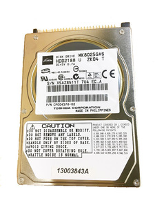 中古動作品★送料無料★2.5インチ 内蔵HDD　東芝 2.5inch HDD 80GB IDE MK8025GAS Ultra ATA/100 9.5mm 4200rpm 送料無料