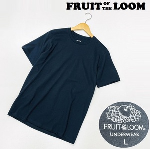 /L/ FRUIT OF THE LOOM ブラック系 半袖Tシャツ アウトドアキャンプ ホワイトロゴ アンダーウェア インナー フルーツオブザルーム