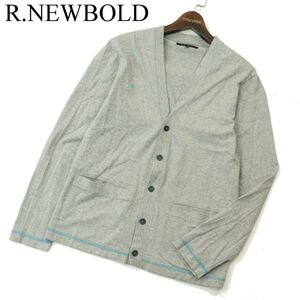 R.NEWBOLD ポールスミス 通年 ロゴ刺繍★ カット カーディガン Sz.M　メンズ グレー　A3T15217_C#O